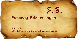 Patonay Bársonyka névjegykártya